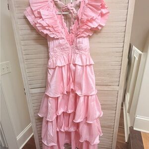 Girls Pink Ruffle Tiered Party Dress    Fancy D Boutique
